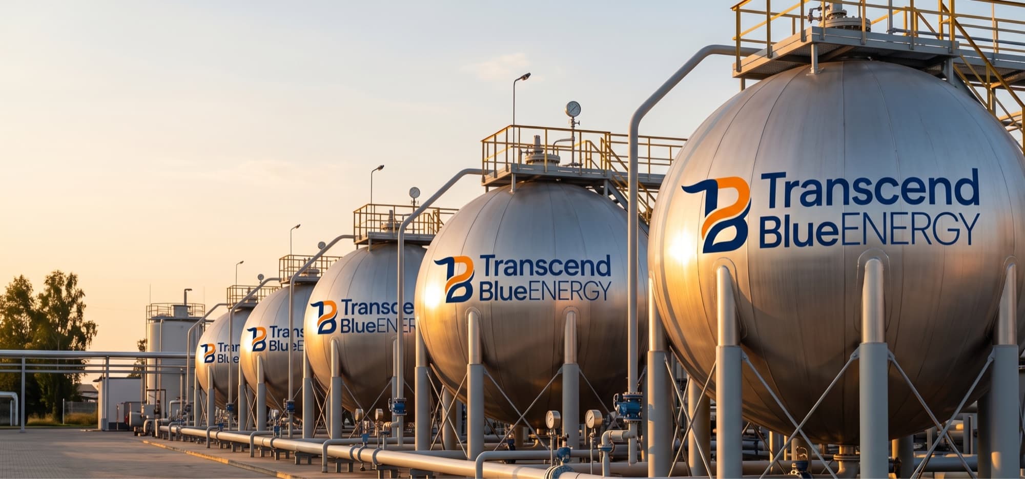 Transcend Blue Energy storage tanks across an industrial facility